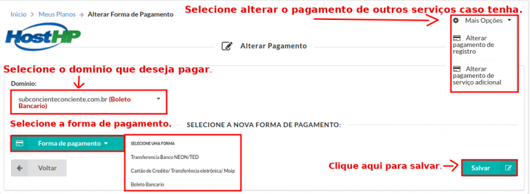 Tutorial De Como Alterar A Forma Pagamento Em Sua Central Do Cliente Hosthp 0439